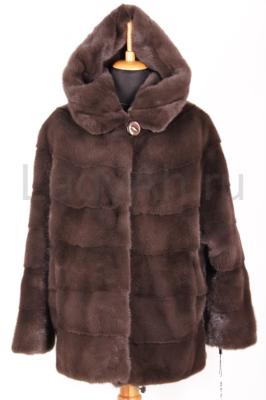 Новый норковый полушубок с капюшоном, автоледи, цвет уголь, раскладка мех поперечка-полукруг.