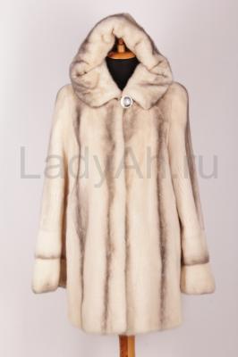 Норковая шуба/полушубок автоледи с капюшоном, переход цвета
