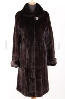 Новая классическая норковая шуба, цвет горький шоколад, рукава с отворотами, длина 110 см, производство фабрика Диана