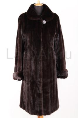 Новая классическая норковая шуба, цвет горький шоколад, рукава с отворотами, длина 110 см, производство фабрика Диана