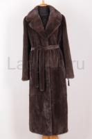 Новая длинная норковая шуба, длина 130 см, английский воротник, фасон прямой (халат), цвет уголь.