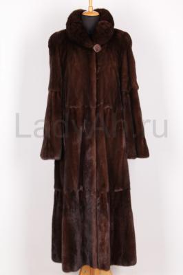 Норковая шуба в пол, цельные пластины, Karumaa