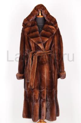 Норковая шуба с капюшоном, переход цвета, Италия