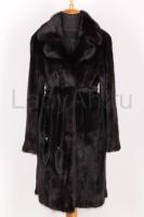 Норковая шуба/пальто, английский воротник, цвет черный бриллиант
