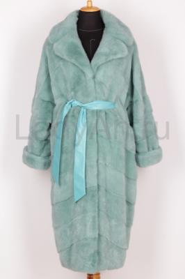 Новая норковая шуба, английский воротник, фасон кимоно, цвет тиффани