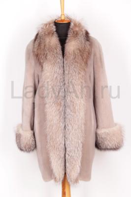 Новая норковая шуба/манто с кристальной лисой, Elena Furs