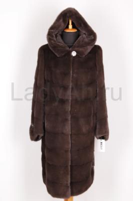 Новая роскошная норковая шуба с капюшоном, цвет уголь, поперечка, мех нафа 