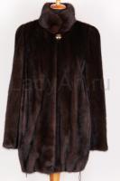 Норковый полушубок парка, цвет горький шоколад, воротник стойка