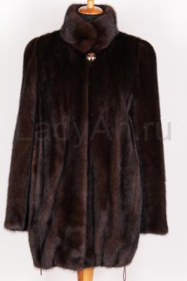 Норковый полушубок парка, цвет горький шоколад, воротник стойка