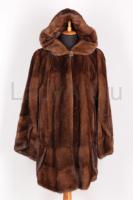 Норковая шуба с капюшоном, фасон бабочка, цвет орех, De la manie