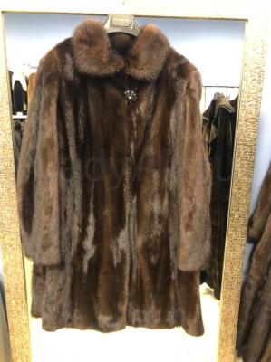 Норковая шуба/удлиненный полушубок, роспуск, цвет горький шоколад