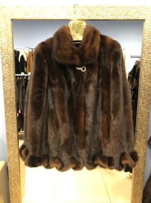 Норковый полушубок, цвет махагон, крой медуза.