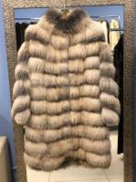 Новая шикарная шуба из кристальной лисы, трапеция, поперечка, воротник стойка