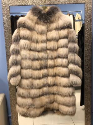 Новая шикарная шуба из кристальной лисы, трапеция, поперечка, воротник стойка